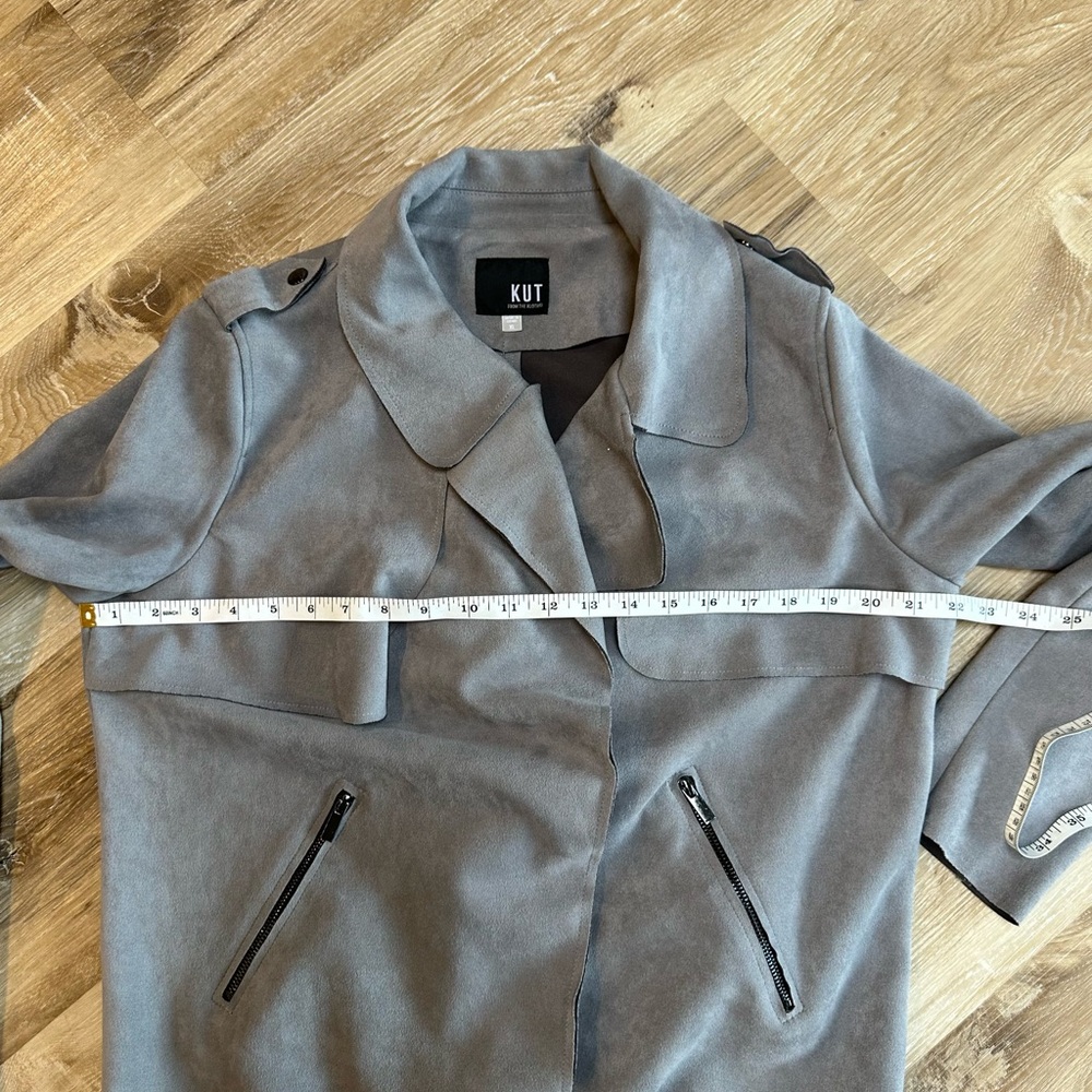 Kut from the Kloth Taupe Draped Moto Jacket - Picture 4 of 6